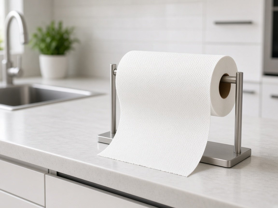 Kitchen towel roll on a kitchen counter